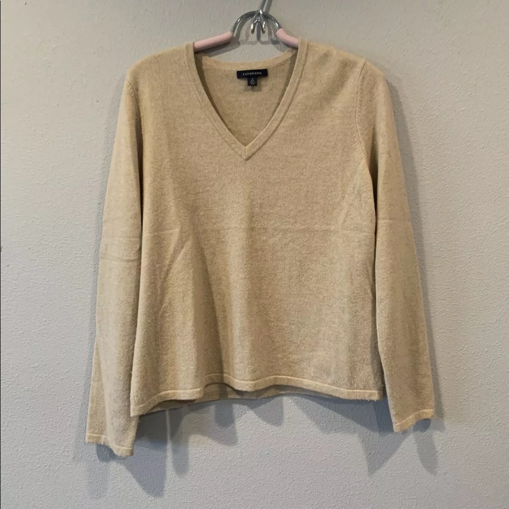 Land's End 100% Cashmere V Neck Sweater